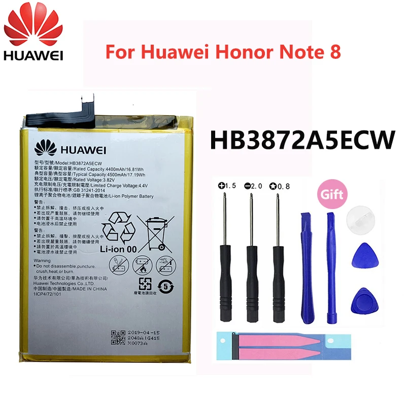 

100% Orginal Hua Wei HB3872A5ECW 4500mAh Battery For Huawei Honor Note 8 Note8 EDI-DL00 EDI-AL10 Replacement Batteries