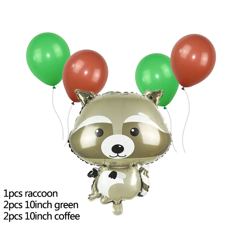 s09 raccoon Милые фольгированные воздушные шары в виде животных, Льва, тигра, зёрбы, Ослика, для детского дня рождения, украшения, воздушные шары, принадлежности, тематические вечерние шары в джунглях - Цвет: s09 raccoon