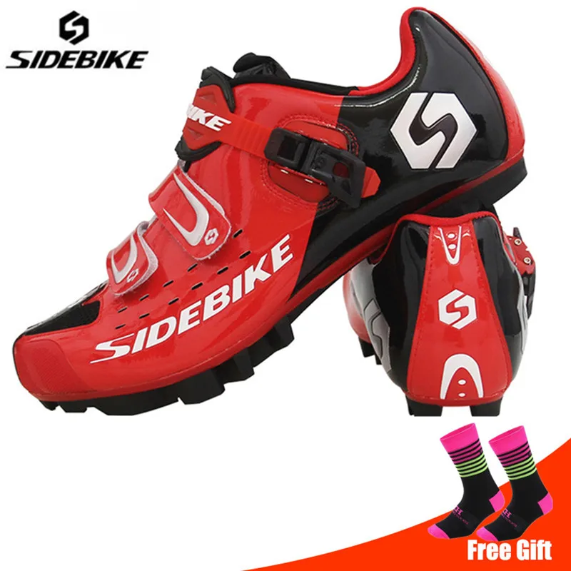 red add socks SIDEBIKE/велосипедная обувь; набор педалей; Уличная обувь; sapatilha ciclismo; MTB; горный велосипед; самоблокирующаяся спортивная обувь для велоспорта - Цвет: red add socks