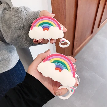 

Fashion Cute Rainbow bluetooth headset case For Airpods pro case Silicone soft protective shell For Apple Airpods pro Case Cover