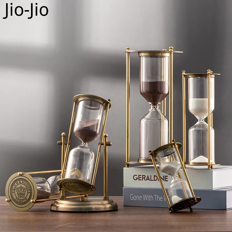 Creative Metal Hourglass Sand Timer European Retro Office Bookshelf Study Ornaments Decoration Desktop Clock 1 Hour | Дом и сад
