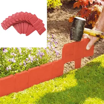 

10pcs Foldable Splice Fence Stone Effect Plastic Garden Fence Lawn Edging Plant Border DIY Home Lawn Border Edge Lawn Palisade