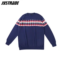 Мужской Хлопковый полосатый свитер большого размера с вышивкой, мужской вязаный свитер с длинным рукавом и v-образным вырезом, теплый пуловер на осень и зиму, уличная одежда