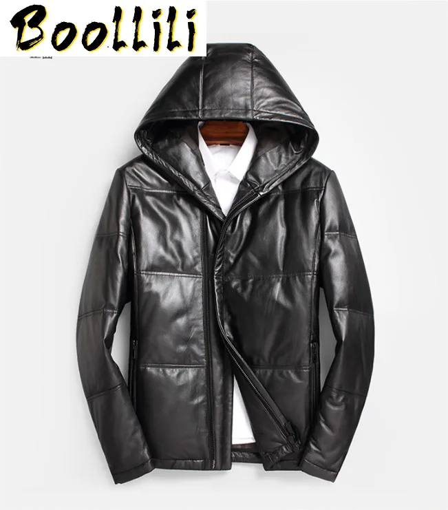 

Boollili Winter Genuine Leather Coat Men Leather Jacket Men Thick Warm Down Coats Male Real Leather Sheepskin Coat