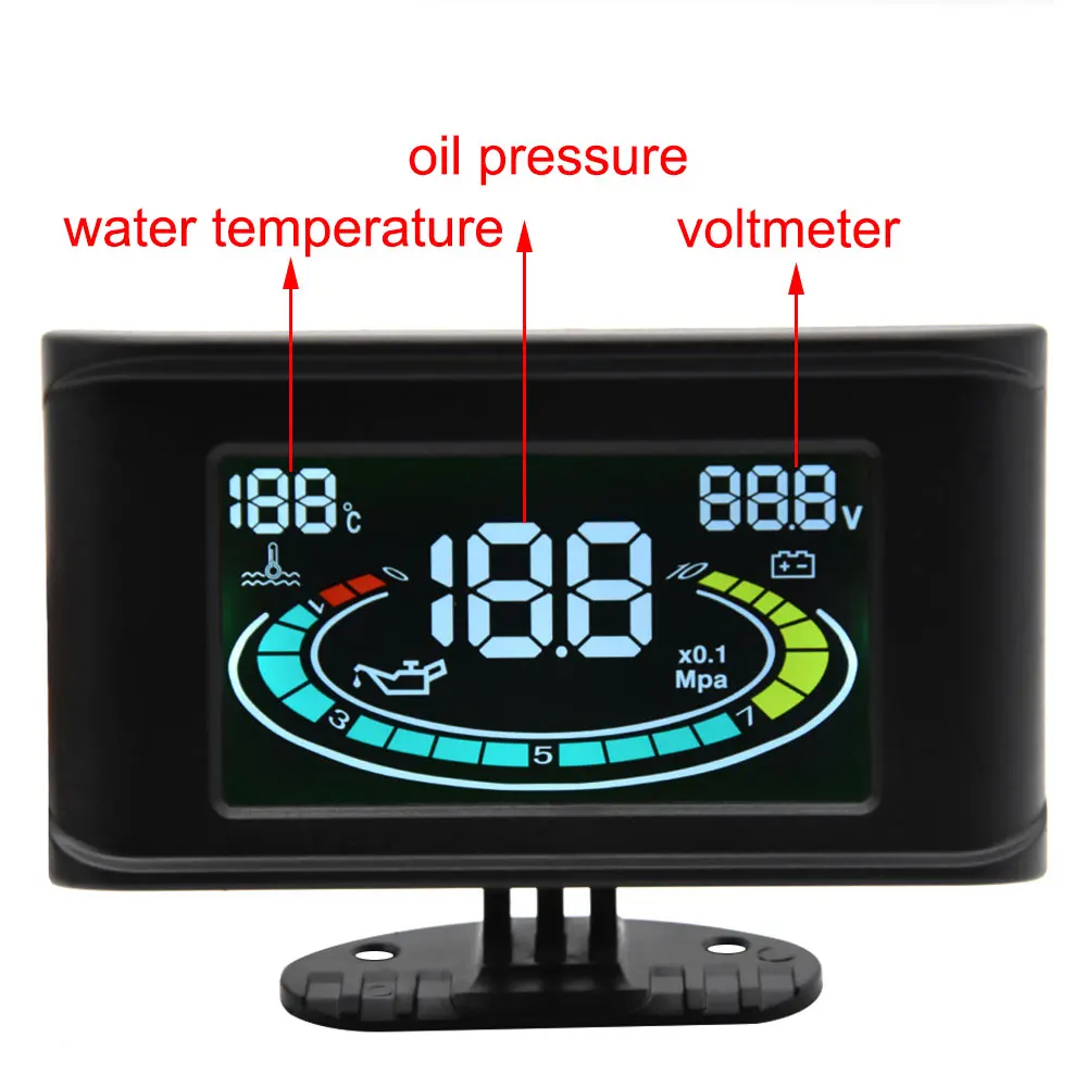 5 In 1 12V Car LCD Electronic Tachometer + Oil Pressure Gauge + Volt Voltmeter+Water Temperature Gauge+Fuel Gauge with Sensor