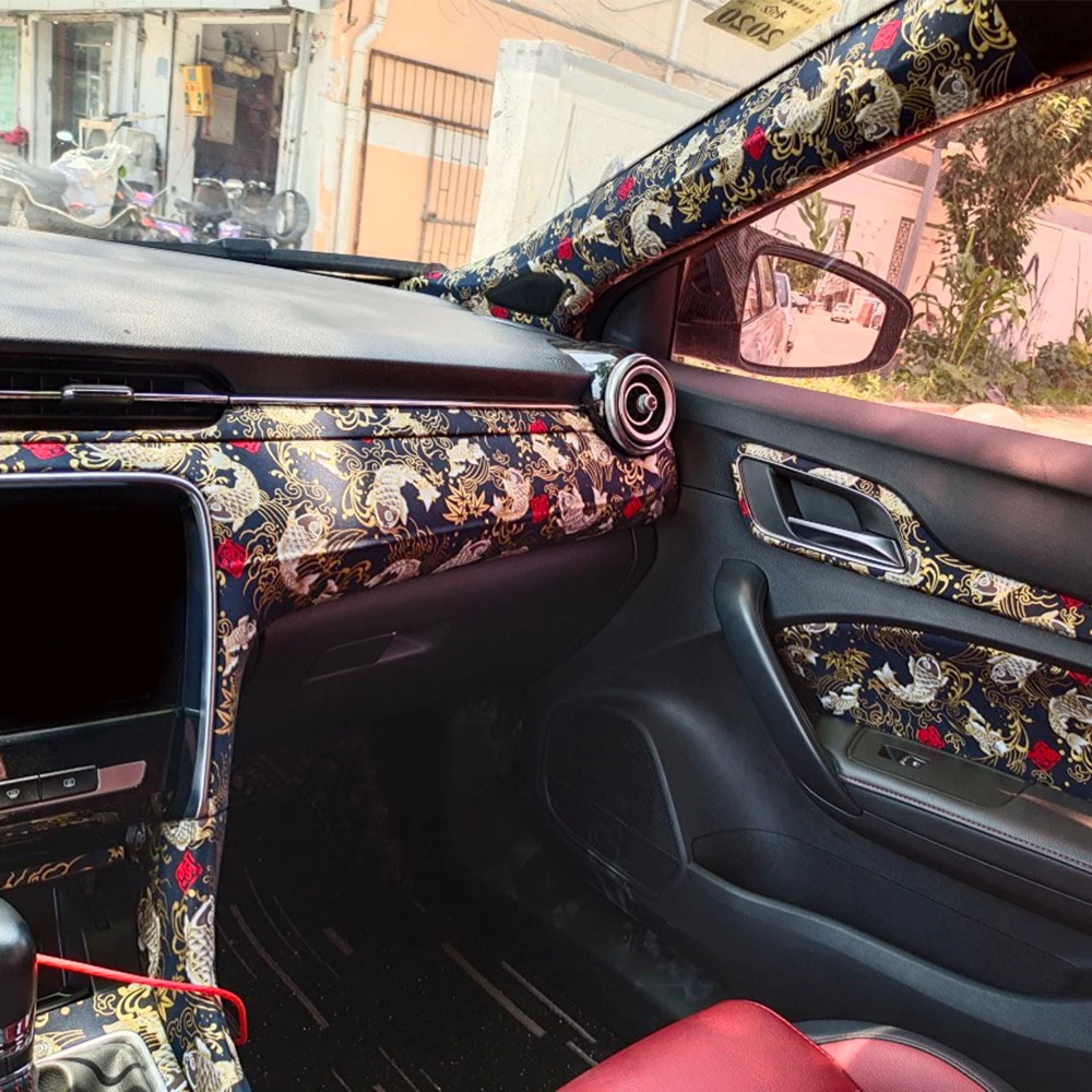 

JDM style Automotive central control A/B/C pillar paster Japanese style ukiyo-e Car interior modifica tion 0.25x1.45m