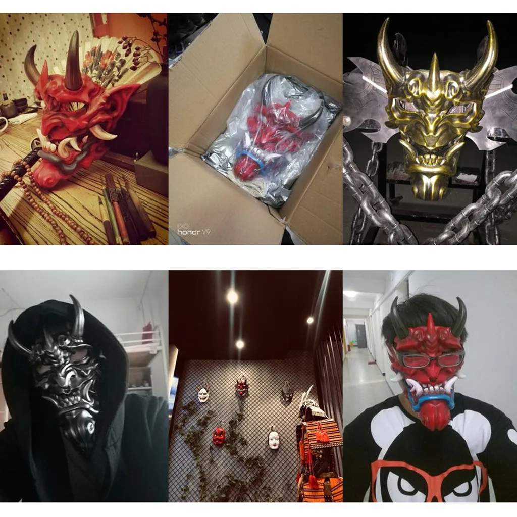 Японская Маска прайна на Хэллоуин, карнавальный костюм, маскарадный костюм, реквизит для фотосессии, настенная маска, половина маски предметы для вечеринок