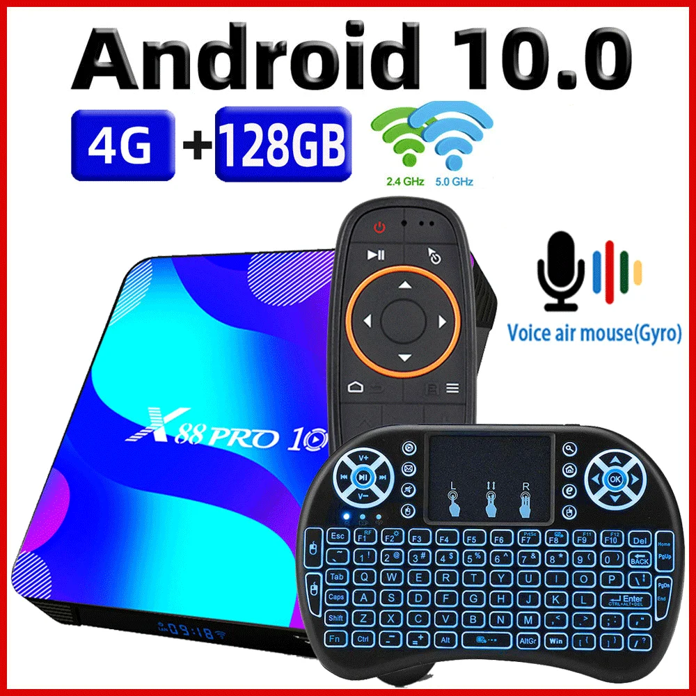 Top-Box Youtube-Set Rockchip RK3318 X88pro Tvbox Google Android-10 Support 4K 4GB 32GB