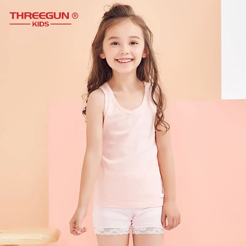 Хлопковый жилет для девочек THREEGUN Детская кофта подростков детские топы летнее