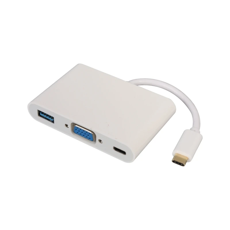 W Адаптер 3 в 1 с разъемом type-C на VGA с несколькими портами USB 3,0 4K для зарядки - Цвет: W