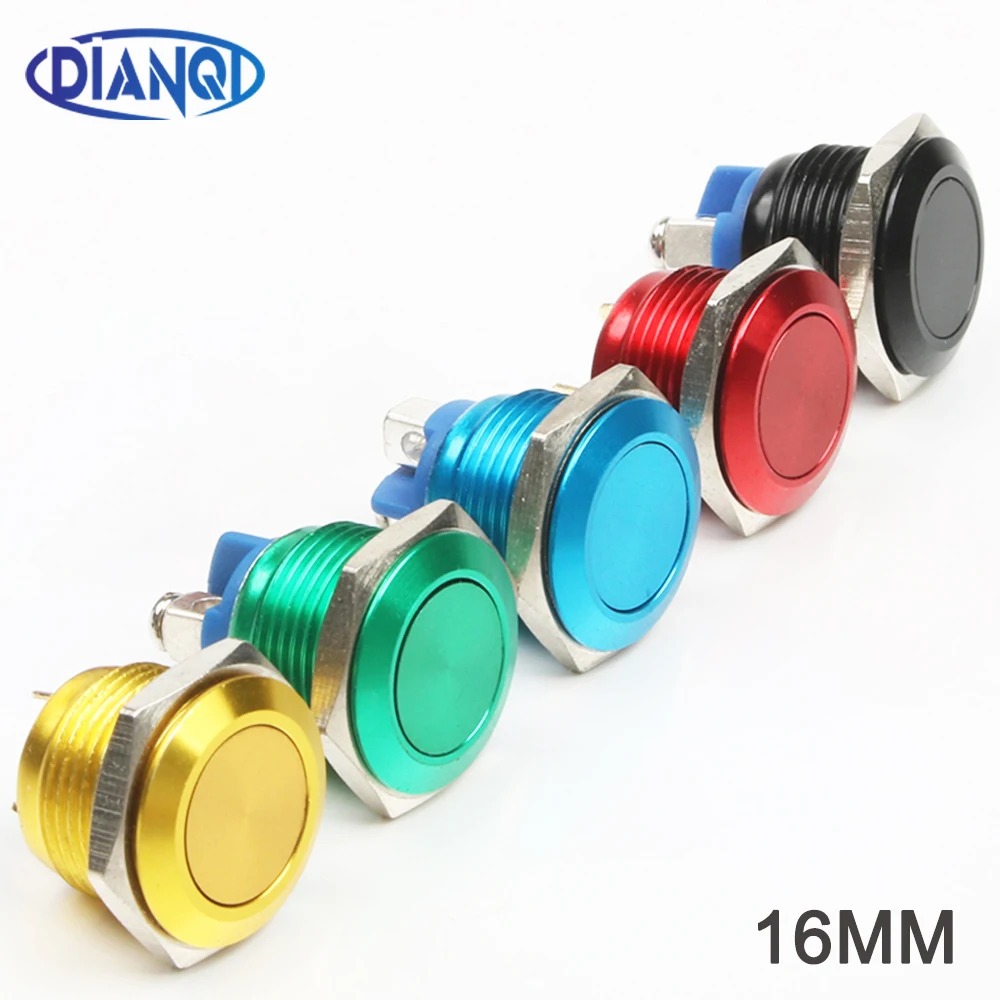16 мм металлический окислительный латунный кнопочный переключатель плоский
