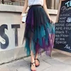 Sexy Female Skirt Women Layers Tulle Maxi Skirt Womens Night Cocktail Party Midi Skirt Elastic Mesh Net Solid Layered Skirts 2