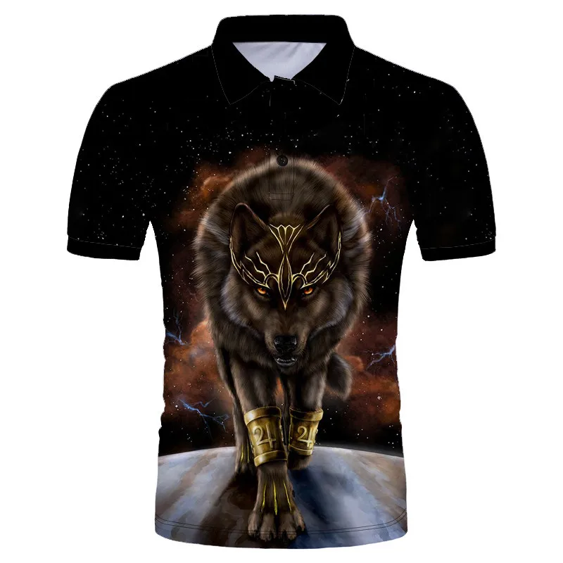 

Planet Walk Wolf Print 3D POLO Shirt Asia Size