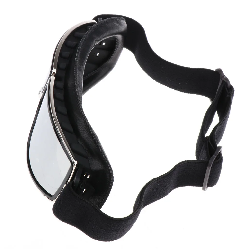 Motorcycle Riding Helmet Goggles Glasses with Adjustable Non-slip Strap Fit for Adult / Youth - (Mirrored Lens)
