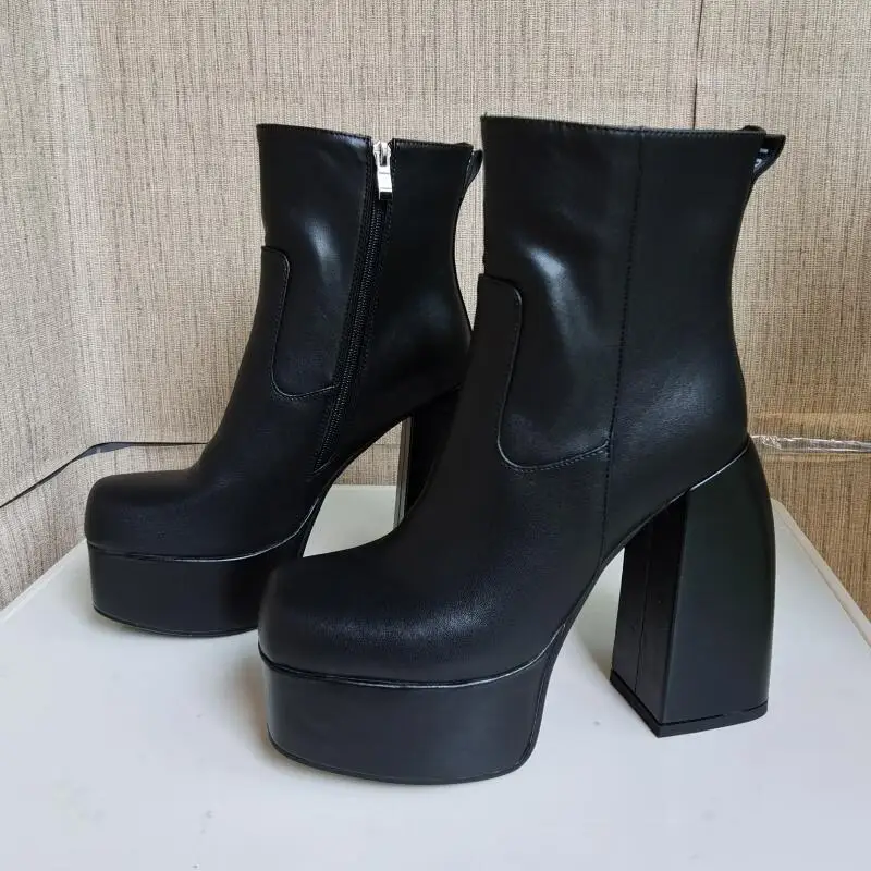 Autumn Winter Sexy Elastic Over the knee Long Boots Black Thick high heel Platform Women's Shoes Short boots Big Size43