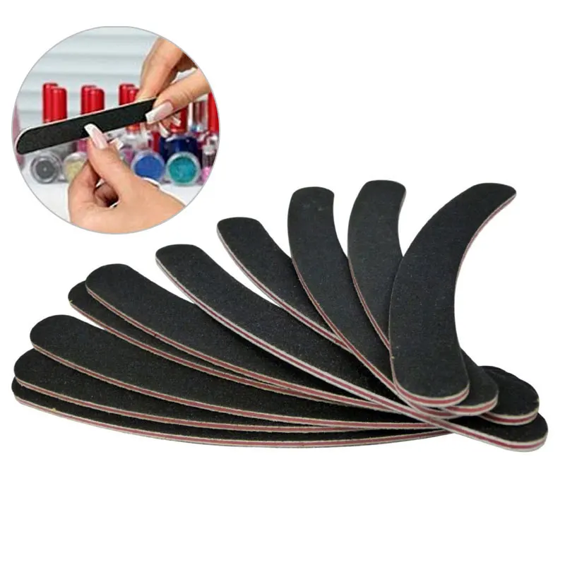 New Hot 10pcs Half Moon Nail Art Sanding Files Buffer Block Manicure Pedicure Tools Sand Paper Nail File Styling Tools SMR88