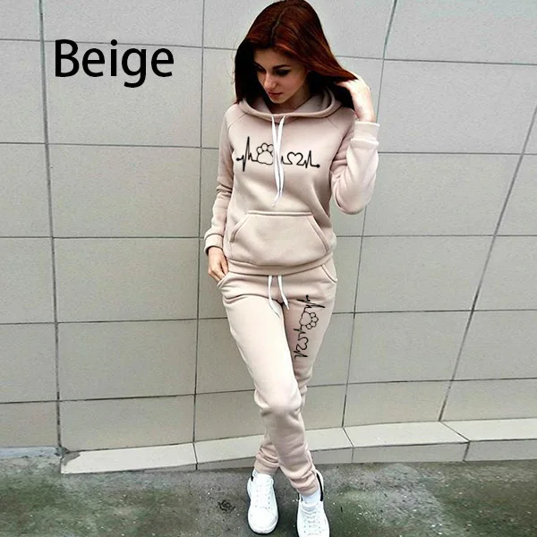 Casual Tracksuit Women Two Piece Set Suit Female Hoodies and Pants Outfits 2021 Women's Clothing Autumn Winter Sweatshirts New pink pant suit