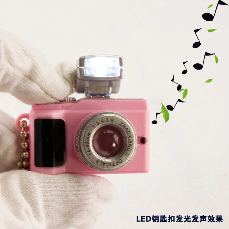 Универсальный блестящий звук делая светодиодный кукла Leica Ретро камера Сумочка с брелоком кулон мини брелок