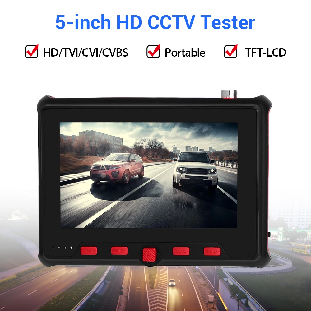 

TOMLOV 5 Inch CCTV Tester Monitor TFT-LCD 800RGB PTZ Control 8MP Portable Camera Tester Security AHD TVI CVI CVBS Tester