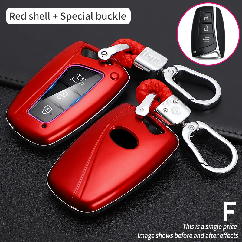 Car Key Case Cover For Hyundai Grand Santa Fe IX45 GENESIS EQUUS AZERA 2013 2014 2015 2016 Accessories Carbon fiber Keychain