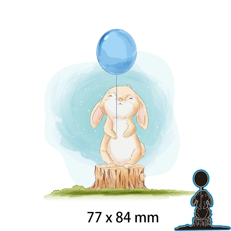 

77*84mm Cute Rabbit Balloon New Cutting Dies Scrapbook Decoration Embossing Paper Craft Album Card Punch Knife Mold