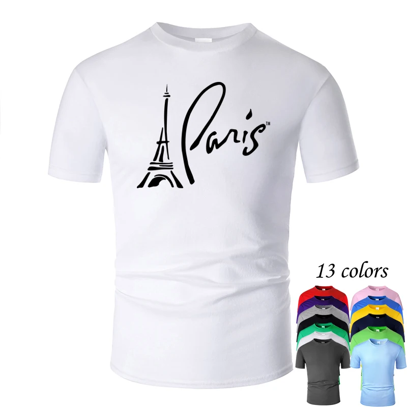 

Romantic Paris Eiffel Tower Line Art O Neck Cotton T Shirt Men and woman Unisex Summer Short Sleeve Designed Casual Tee m01092