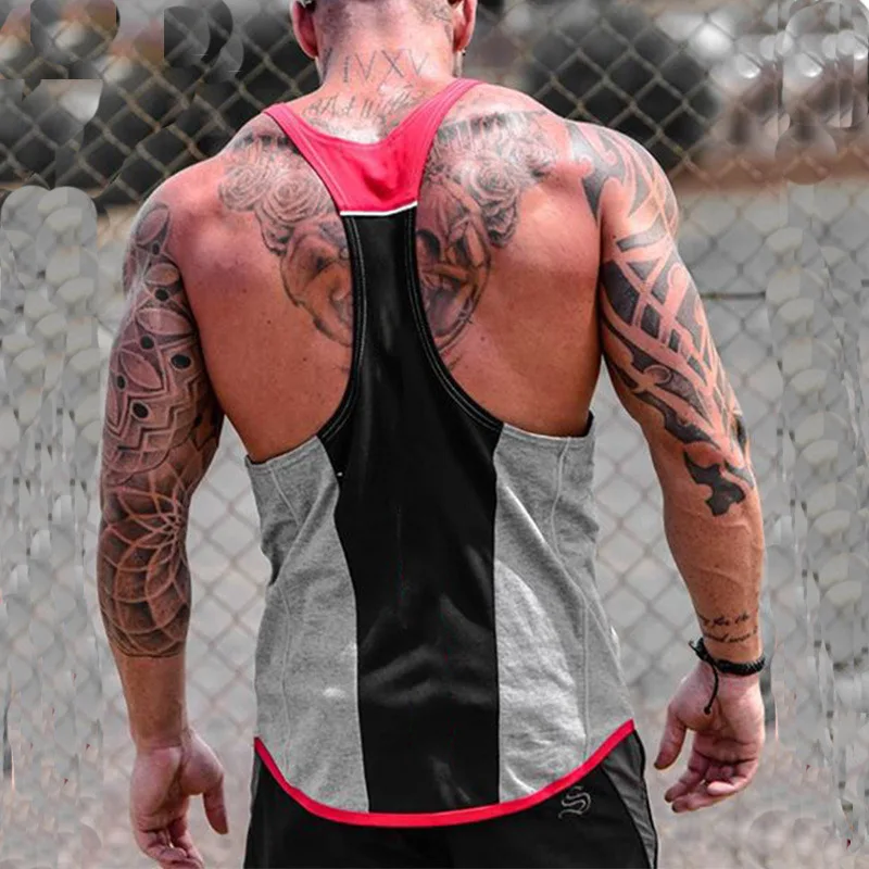 Мужской спортивный жилет для фитнеса, мужской спортивный Повседневный i-образный жилет для бега, эластичный дышащий жилет