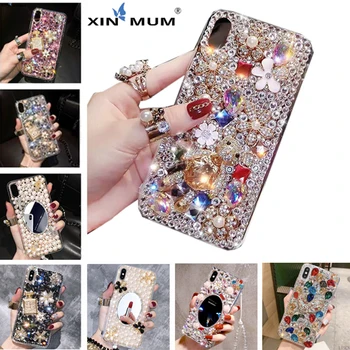 

3D Phone Case for IPhone 11 Pro Max 5s 5se 5 6 6S 7 8 Plus XR Xs X Xsmax DIY Rhinestone Crystal Diamond Love Jewelled Back Cover