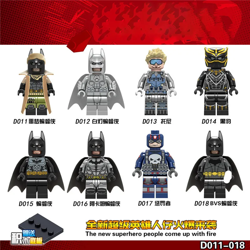 80 шт., D001-008, Супермен, летучая мышь, Тор, ракета, chitauri, Халк, танос, строительные блоки, кирпичи, Минифигурки, детские игрушки, детский подарок - Цвет: D011-018