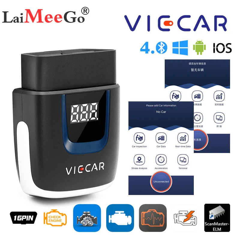 Диагностический сканер Viecar ELM327 V2.2 прибор для диагностики автомобиля чип PIC18F25K80 ELM
