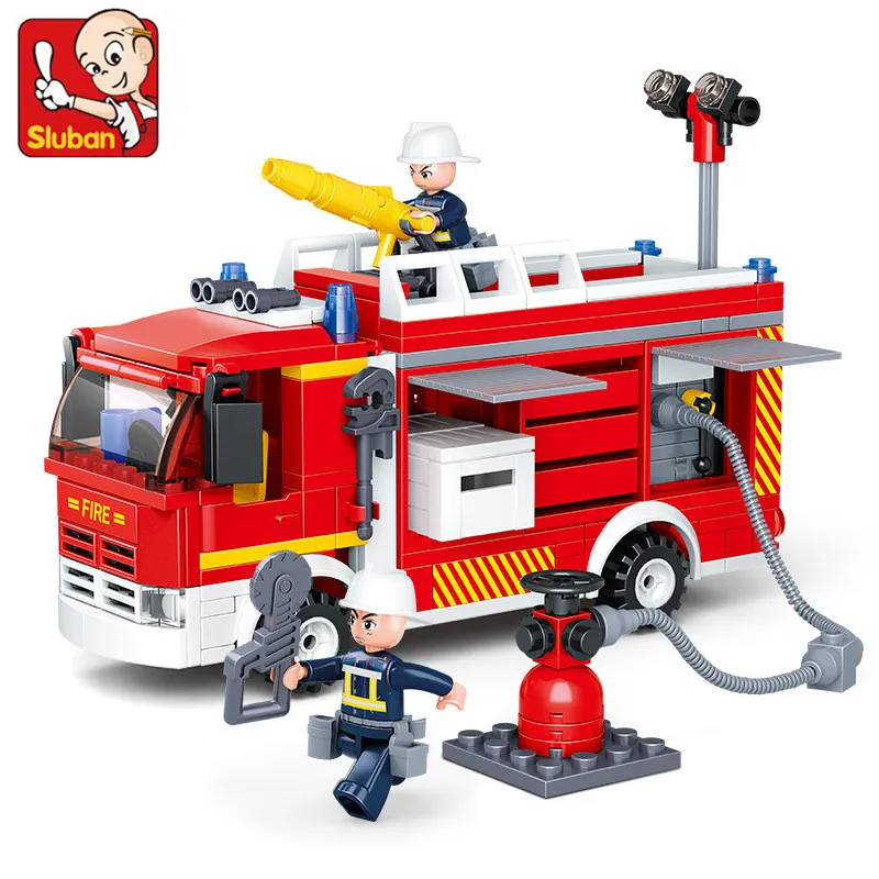 

343Pcs City Triple Fire Water Tank Truck Car Building Blocks Sets Brinquedos Bricks Educational Toys for Children