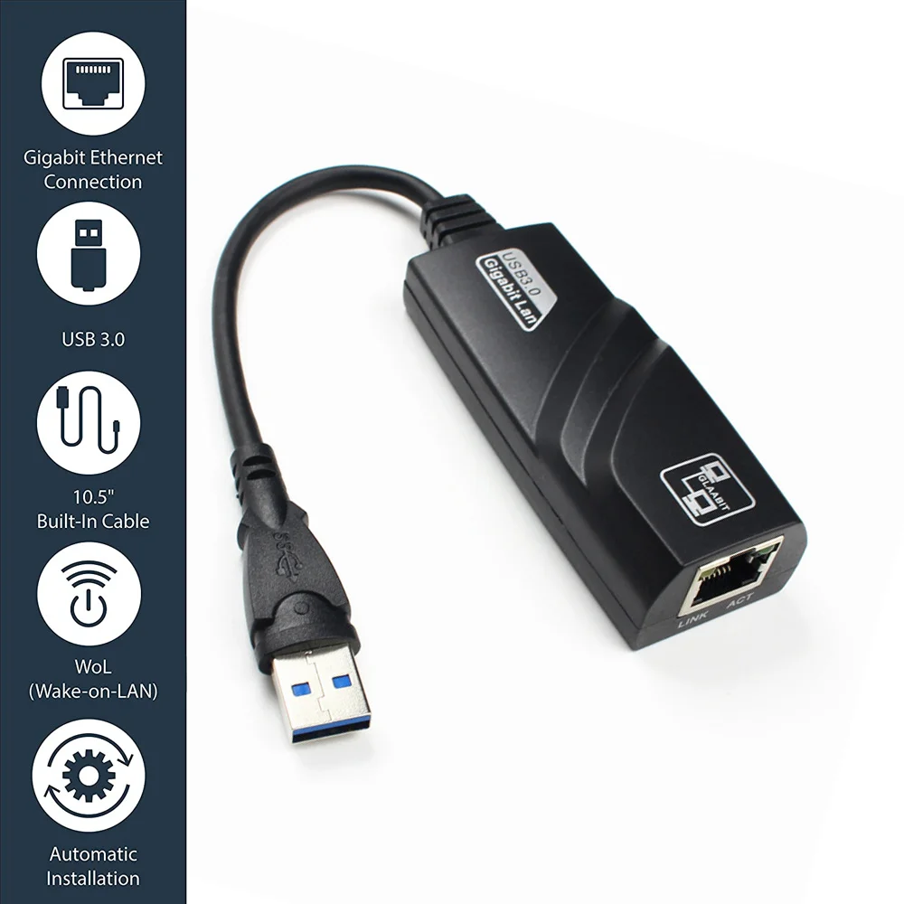 

USB Ethernet Adapter USB 3.0 Network Card to RJ45 Lan for Xiao Mi Box Win7/Win8/Win10 Laptop Ethernet USB Cable Adapter New
