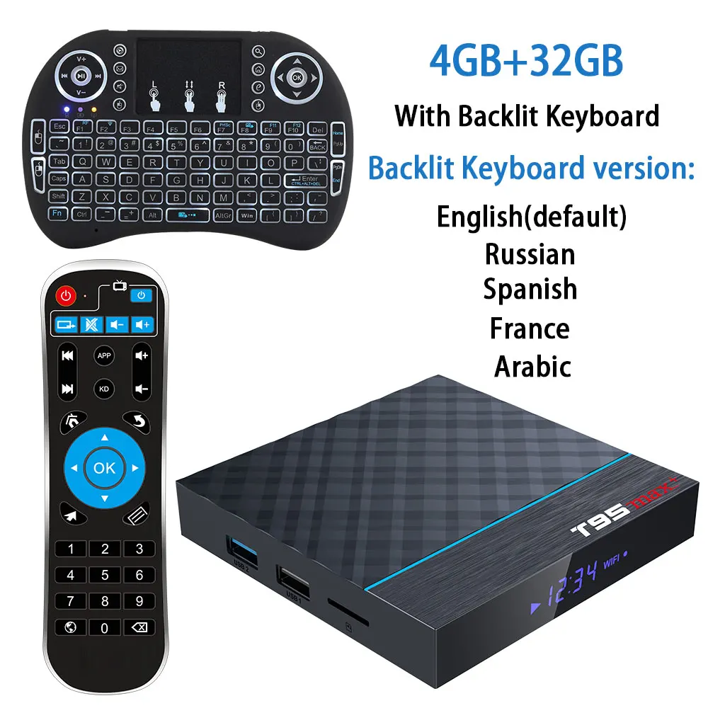 32G with keyboard Amlogic S905X3 set top tv BOX Android 9,0 ТВ коробка T95 MAX+ Wi-Fi роутер для Media Player ТВ коробка голосовой помощник 4 Гб 64 Гб оперативной памяти, 32 Гб встроенной памяти - Цвет: 32G with keyboard