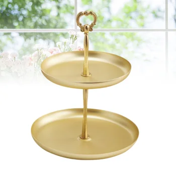 

Double-layer Jewelry Rack Porch Key Cosmetics Storage Tray Necklace Ring Earrings Storage Rack （Golden）