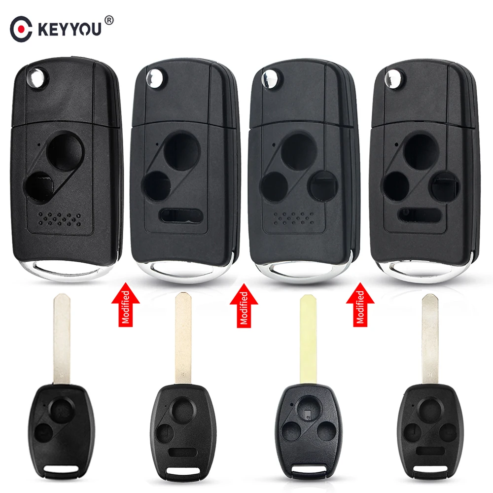 KEYYOU modificato Filp pieghevole a distanza per auto chiave Shell Fob Case per Honda Fit CRV Civic Insight Ridgeline HRV Jazz ACCORD 2003-2013 - Ha5a13db631024cd698155d0ebc58883aI