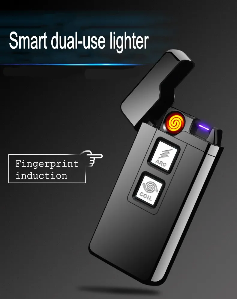 New 2 In 1 Coil Arc Lighter Smart Electronic USB Lighters Dual-purpose Touch Induction Ignition Metal Cigarette mecheros | Дом и сад
