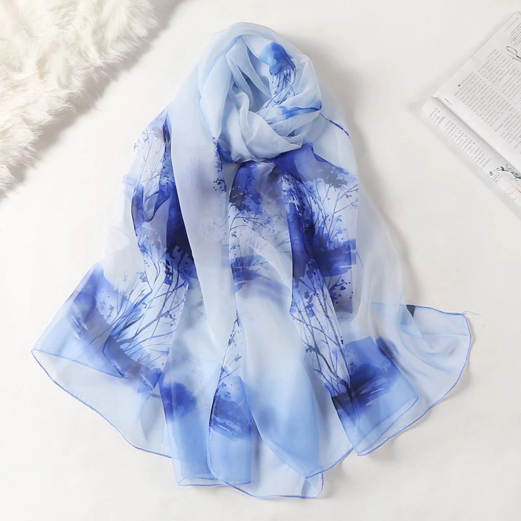 2019 New Women Fashion Spring Autumn Silk Scarfs Square Polyester Scarves Print Flowers Shawl Summer Shawls Hijabs 919