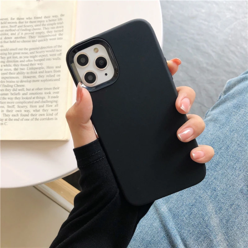 Luxury Full Cover Solid color Phone Case For iPhone 11 Pro X XR XS Max 6 6s 7 8 Plus TPU+ Hard PC Protective Case