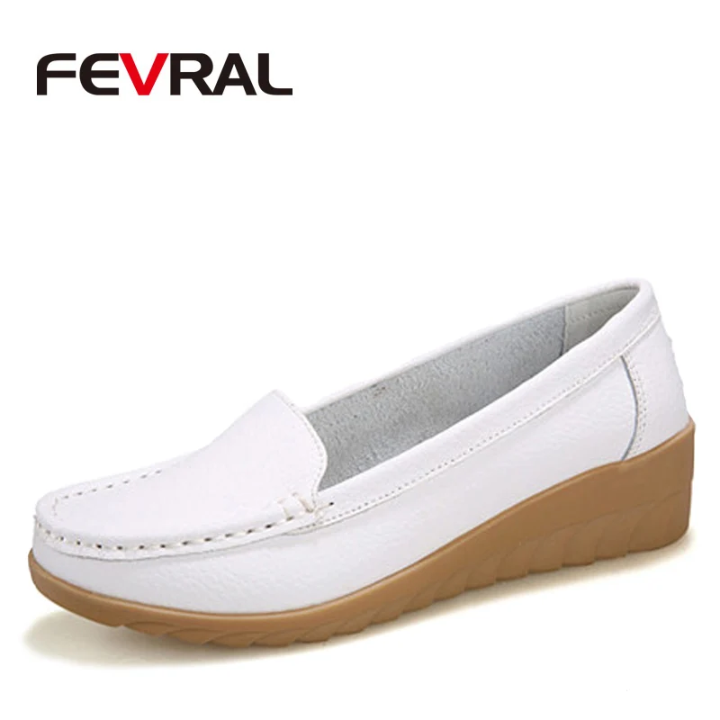 FEVRAL женская обувь модные мягкие кожаные женские туфли на плоской подошве летние