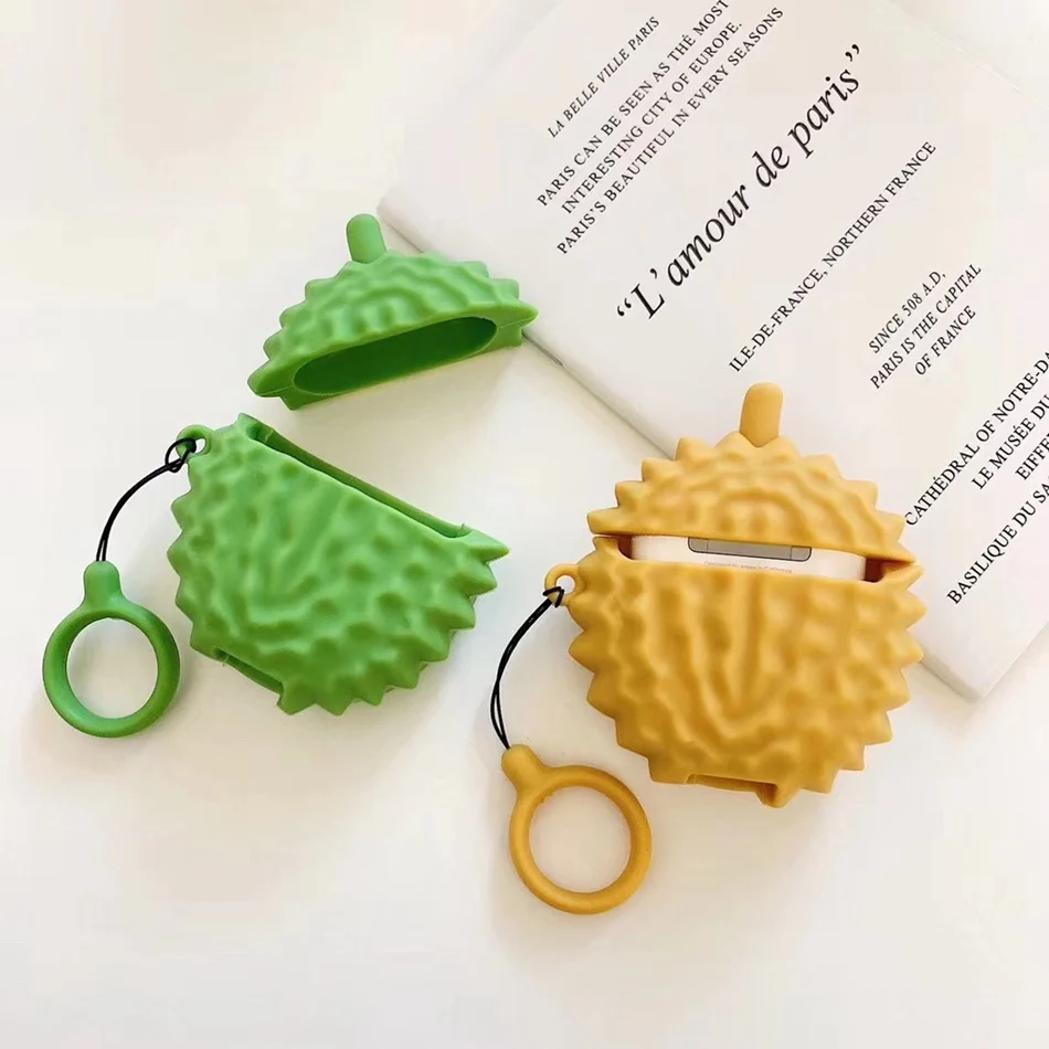 3D чехол для наушников Durian для Apple Airpods 2 Чехол милый силиконовый чехол с принтом авокадо для Apple Air Pods чехол милые аксессуары брелок