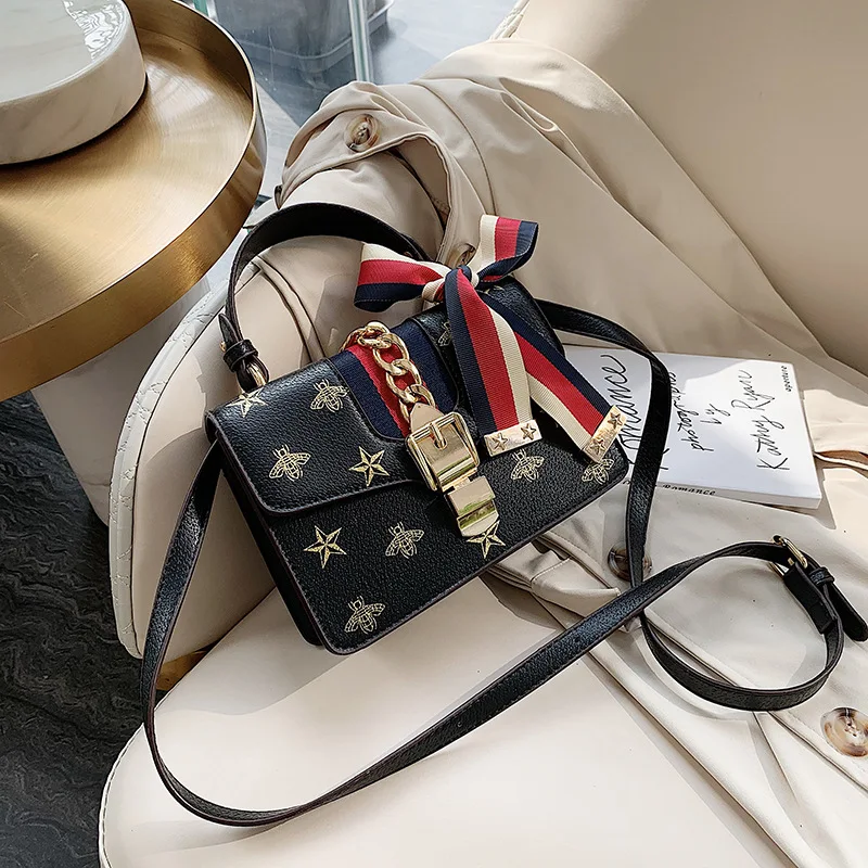 

Processing Customizable WOMEN'S Bag 2019 Square Sling Bag Fashion WOMEN'S Bag Korean-style Simple Versatile Bronze PU WOMEN'S Si