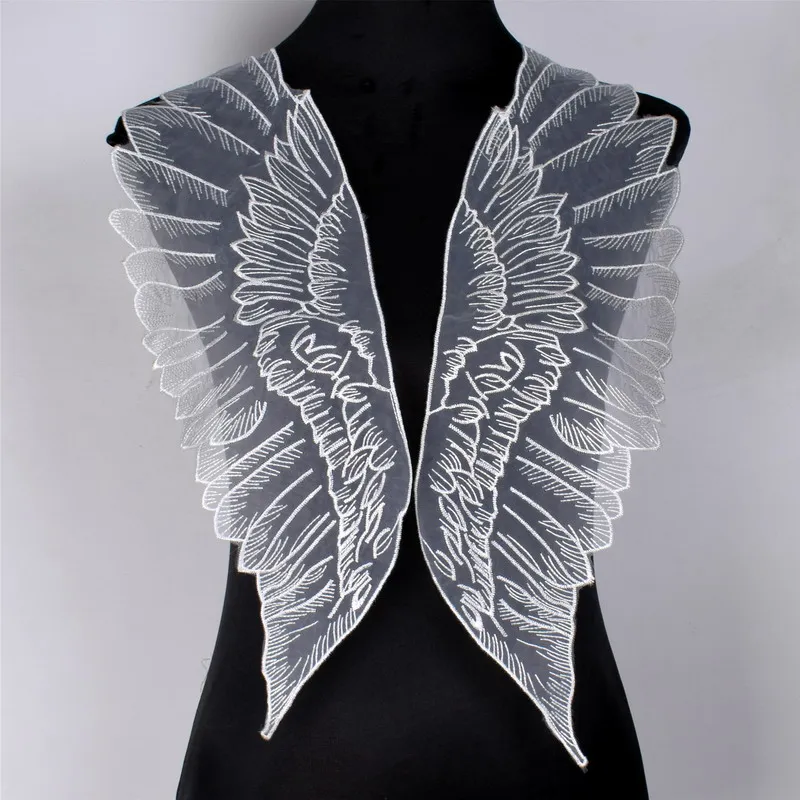 1 пара африканская кружевная ткань Крылья Ангела Свадебные украшения отделка DIY водный растворимая вышивка широкие кружевные ткани