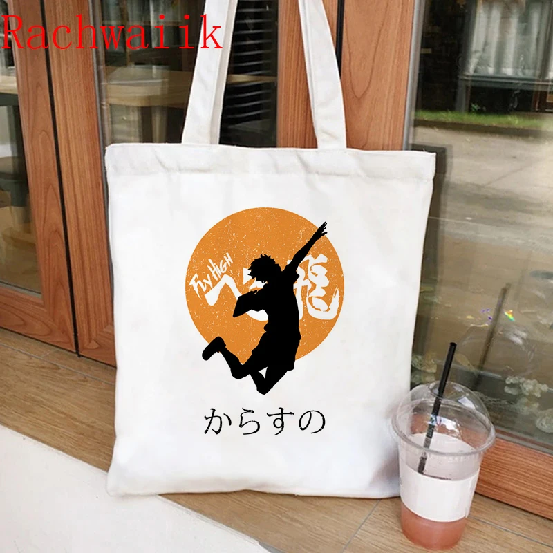 Fashion Anime Haikyuu Shopping Bag Eco Manga Tote Harajuku Shopper Bag Women Canvas Shoulder Bag Large-capacity Large-capacity 