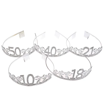 

Happy 10 18 20 50th Birthday Party Decorations Supplies for Girl Sweet Birthday Party Rhinestone Crown Headband Hair Accessories