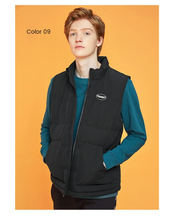 Giordano Men Coats Embroidery Stand Collar Contrast Quilted Vest Wrinkle Resistance Zip Front Roupas Masculina 01079741