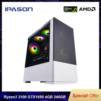 

IPASON Desktop Computer AMD R3 Ryzen 3rd Generation 3100/GTX1650 4G 8G RAM 240G Assembly host Full Set Of High-end PUBG E-sports