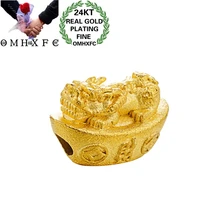 OMHXFC Европейская мода красивая женщина мужчина вечерние день рождения свадьба подарок PIXIU DIY аксессуары 24KT золотой кулон Шарм PN312