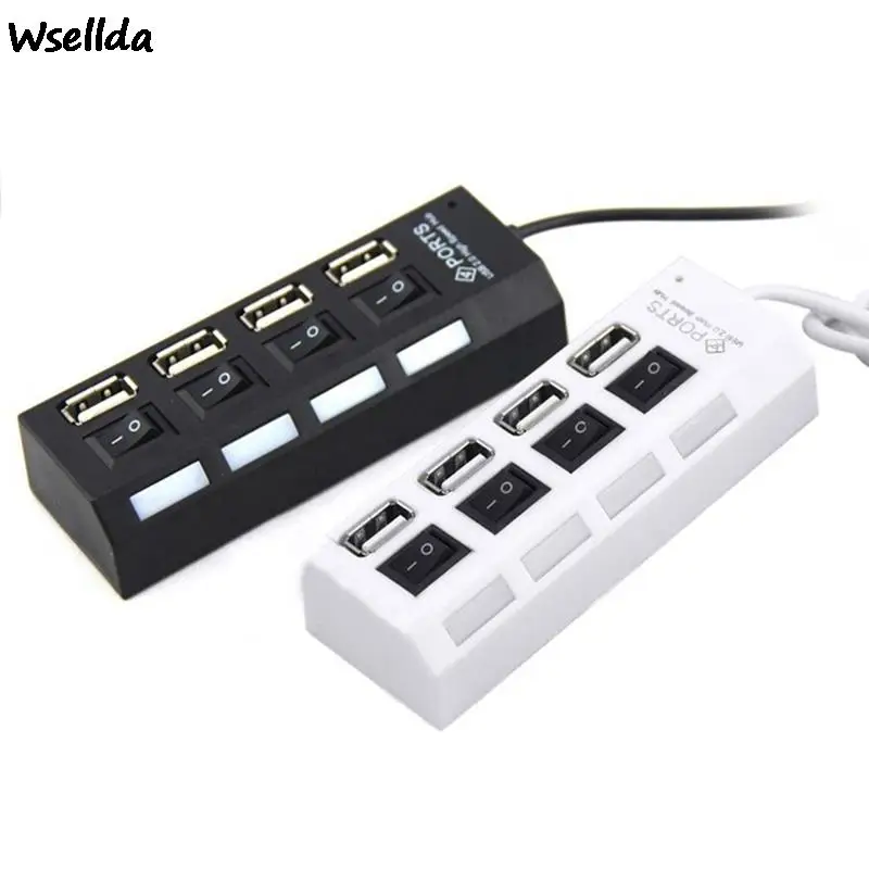 Usb 2.0 Portatile 4 Porte Hub Ad Alta Velocità Mini Hub 480 Mbps Interruttore On/Off Hub Adattatore Splitter Usb Per Pc Portatile