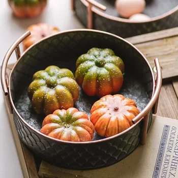 

Antique Retro Round Iron Basket with Handle Handcrafted Vintage Metal Fruit Bread Tray Plate Home Decoration Table Photographing