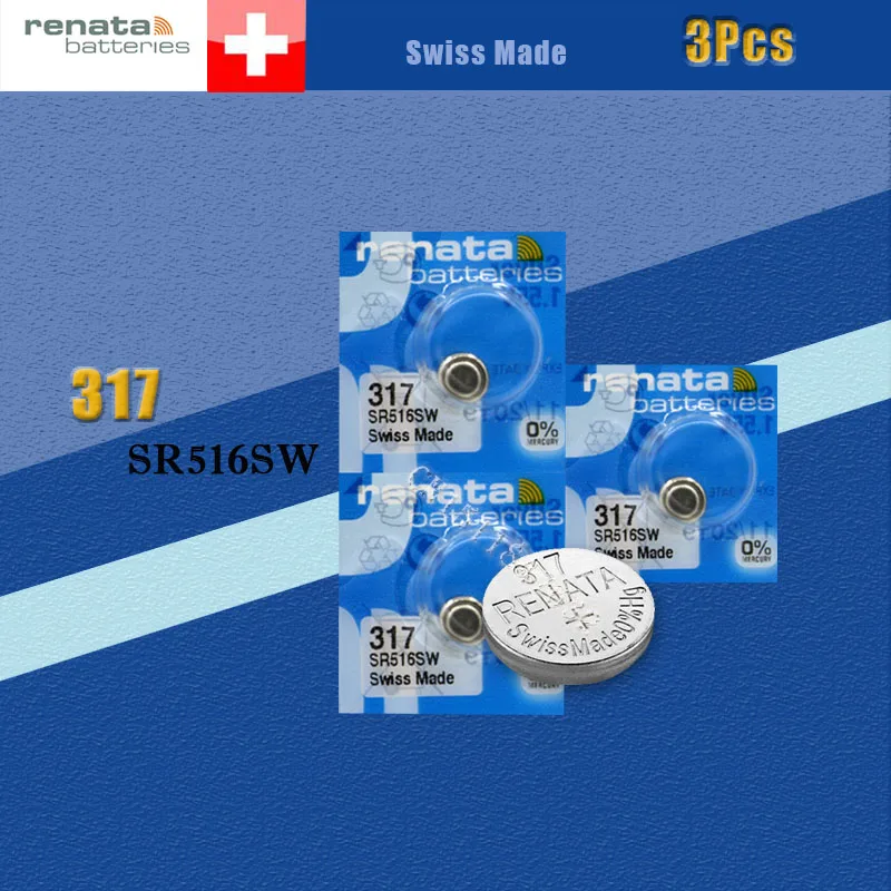 3 шт./лот новый бренд Renata долговечный 317 SR516SW SR62 D317 V317 часы батарейка швейцарская